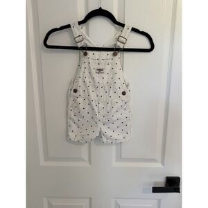 Toddlers 3T Girls OshGosh Overall Shorts White With Polka Dots
